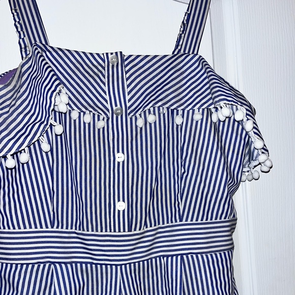 BLUE AND WHITE STRIPPED JUMPSUIT WITH RUFFLE DETAILING - Picture 3 of 4